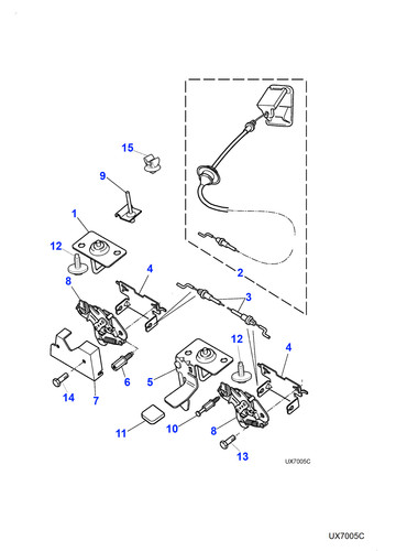 Jaguar bonnet release cable - bonnet,