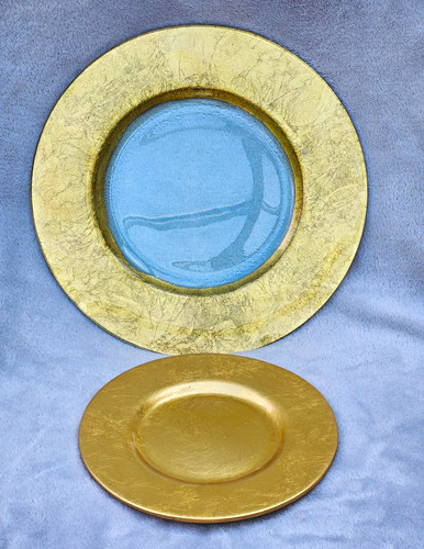Hand gilded glass - hand-gilded, charger