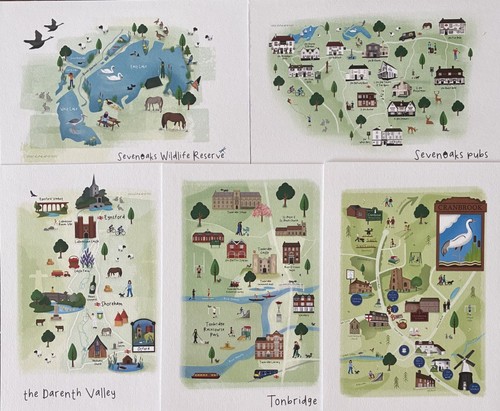 Modern map postcards - postcards, hand