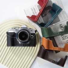 Genuine Real Leather Half Camera Case Bag Cover For Olympus OMD EM10 Mark IV