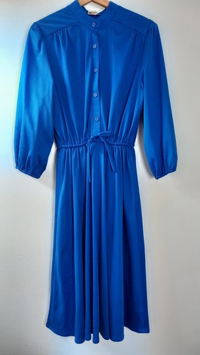 Vtg 80s royal blue polyester - 80s,