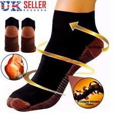 Copper Compression Ankle Socks Foot Heel Sleeve Arthritis Pain Relief Support UK