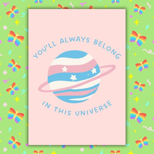 Trans pride planet card - pride,