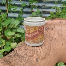 Vintage Stoneware Marmalade Pot with Seville Oranges Label, Ribbed Preserve Jar
