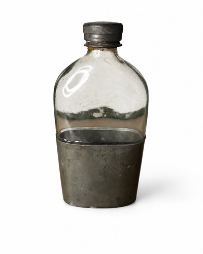 Vintage clear glass hip flask - glass,