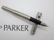 Rare Super Black Trim Parker 25 MkII Fountain Pen, Fine SS Nib, Serviced (M02)