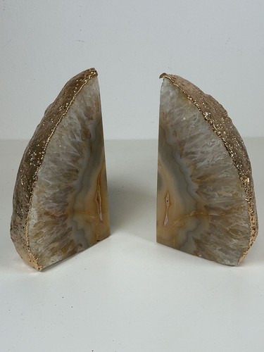 Natural agate bookends gold - natural,