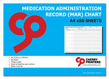 MAR Chart (Medication Administration Record) Pad A4 50pages 350gsm 