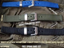 REPLACEMENT NYLON CANVAS STRAP+ BUCKLE WATCH BAND TO FIT SEIKO ARMY MILITARY MOD