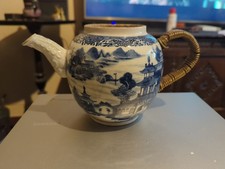 Antique 18th Century Chinese Blue And White Teapot