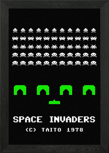 Space invaders framed - framed, art