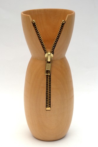 Wooden zip vase maple - wooden, 19cm