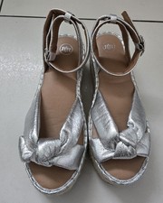 River Island Knot platform Espadrille Sandals, Size UK 8, EUR 41, White, RRP £40