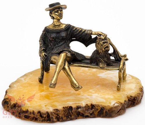 Solid brass amber figurine - brass,