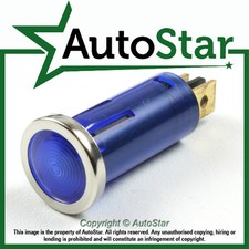Blue Warning Light Chrome Bezel 12v 12 volt Dash Indicator Classic Kit Car Trike