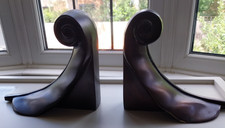 Vintage Metal French-Style Scroll-Leaf Bookends Set Pottery Barn Bronze Colour