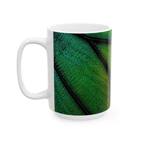 Green butterfly wing mug - wing,