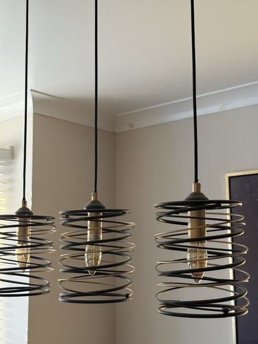 Black metal spiral - spiral, 4-light