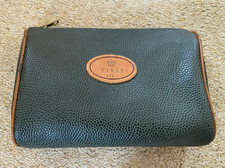 Vintage BRITISH AIRWAYS First Class Wash Bag - Green with brown leather trim