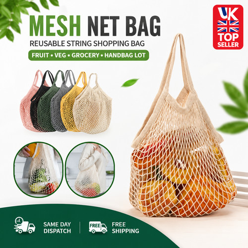 Mesh net bag reusable string - mesh,