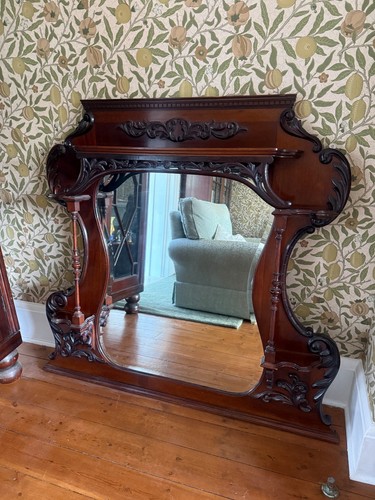 Antique overmantel with bevel