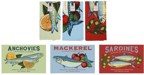 Fish tea towels pck 3 - tea, towels,