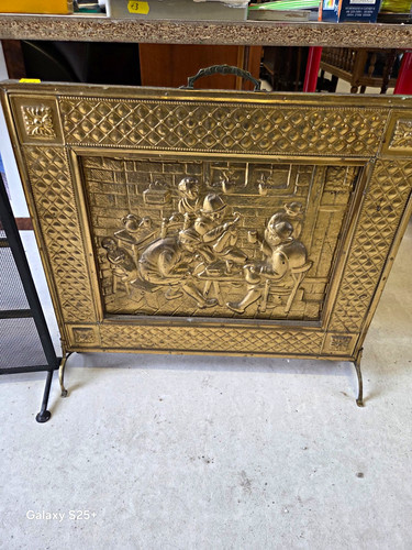 Gold metal fireplace fire - metal,