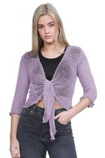 Ladies Tie Up Shrug 3/4 Sleeve