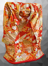 Vintage Embroidered Japanese Silk Uchikake Kimono Wedding Robe Hou-ou Phoenix