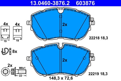 Ate 0460 3876 brake pad - 13.0460-3876.2,