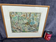 Large Framed Abstract Mixed Media Painting Woodland Steps by Margaret Moodie