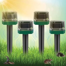 4PCS Ultrasonic Mole Rat Repellent Solar Repeller Spike Garden Pest Deterrent