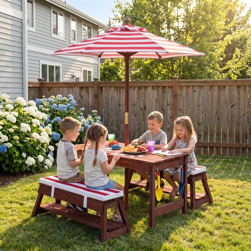 Outdoor kids wooden picnic - outdoor,