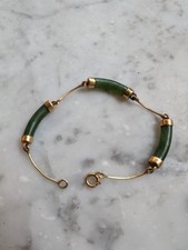 Solid Gold Jade Bracelet 18ct Gold Antique 800 Marked Gold Bracelet