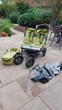 Mountain Buggy Duet V3.2 Double Pushchair Black with Raincover And Carry Cot