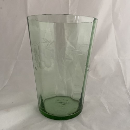 Large green glass - large, engraved