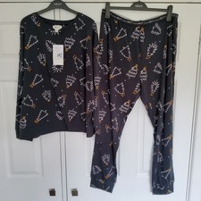 NEXT Womens Christmas Tree Black Cotton Pyjamas SIZE LARGE 16 - 18 New
