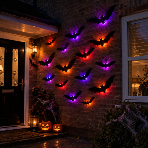 Halloween led bat - spider, wall