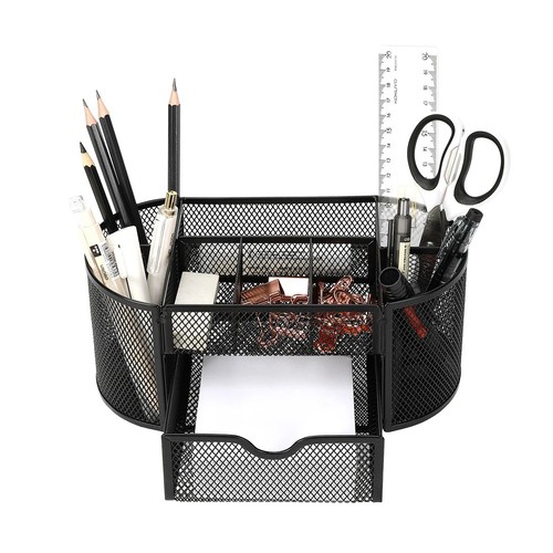 Metal mesh desk organiser - metal,