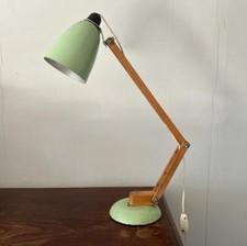 VINTAGE MACLAMP CONRAN HABITAT MIDCENTURY DESK LAMP PASTEL GREEN WOODEN #3846