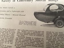 CANTERBURY SIDECAR DEMON CARMOBILE GMC/8 chassis PERIOD 1955 MOTORCYCLE ARTICLE.