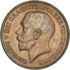 1920 Penny - George V British Bronze Coin - Very Nice