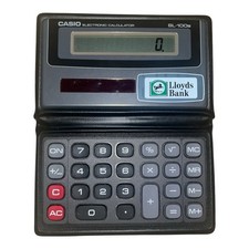 Vintage 1980s CASIO SL-100B Solar Powered Wallet Calculator  Lloyds Working 