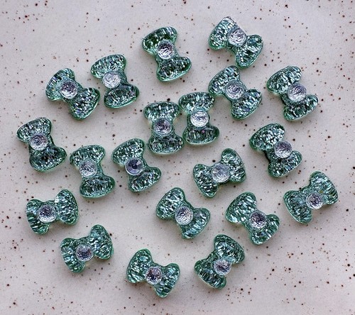 20pcs green resin nail - 3d, bows