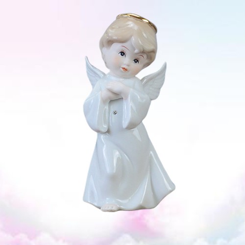 White porcelain angel statue - porcelain,