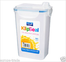 Plastic Clip Lock 1.3 Litre Water Storage Jug Pitcher with Lockable Lid Kitchen