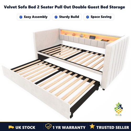 Velvet sofa bed seater pull - bed,