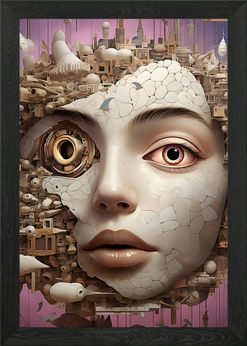 Female robot abstract face - female,