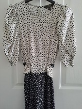 Lispy Next Black And White Wide Leg Heart Jumpsuit Size 8