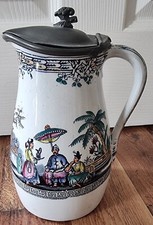 Oriental Antique Pitcher with Pewter Lid